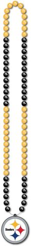 قلادة Denco Pittsburgh Steelers Fan Beads - شعار فريق NFL الرسمي ماردي غرا نمط 18 بوصة قلادة مطرزة ليوم اللعبة، ومشجعي كرة القدم in Kuwait