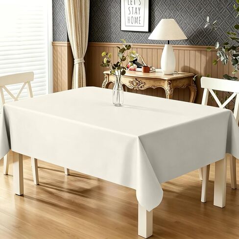Non Slip Table Protector Pad with Flannel Backing, Waterproof Heavy-Duty Vinyl Table Padding Under Tablecloth, Superior Protection from Spills, Scratches & Heat, Ivory, 54 x 90 Inch, Rectangular in Kuwait