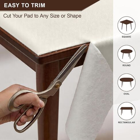 Non Slip Table Protector Pad with Flannel Backing, Waterproof Heavy-Duty Vinyl Table Padding Under Tablecloth, Superior Protection from Spills, Scratches & Heat, Ivory, 54 x 90 Inch, Rectangular in Kuwait