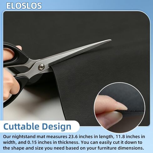 2 Pack Cuttable Leather Nightstand Mat - 23.6x11.8in, Waterproof & Non-Slip, Bedside Table, Dresser, End Table, Small Desk Mat, Black in Kuwait
