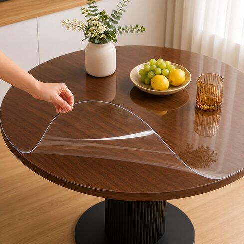 Round Clear Table Protector, 42 Inch, 1.5mm Thick, Scratch Resistant, Modern Style, Perfect for Dining Room, Coffee Table in Kuwait