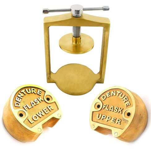 Set of Dental Bronze Denture Flask Upper & Lower with Brass Flask Press Compress Lab Laboratory Supply in Kuwait