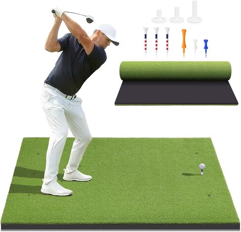 Golf Mat, 5x4ft/6x4ft Large Golf Hitting Mats for Practice Outdoor Indoor, 26mm Thick, High-Elasticity Artificial Turf Mat for Garage Simulator Chipping Driving Swinging Training, Gifts for Him Men in Kuwait