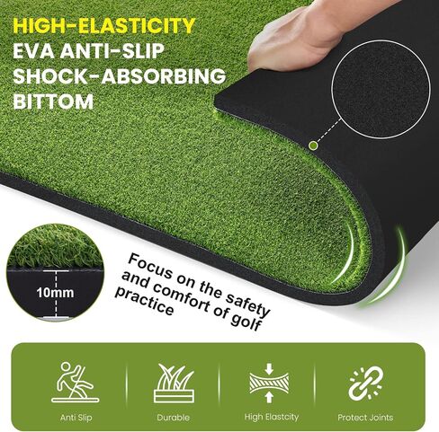 5x4ft & 6x4ft Extra Large Golf Hitting Mat, 26mm Thick Tri-Turf Golf Practice Mat for Indoor Outdoor Training, 3-in-1 Professional Golf Turf for Driving, Chipping & Swinging, Gifts for Him Men Women in Kuwait