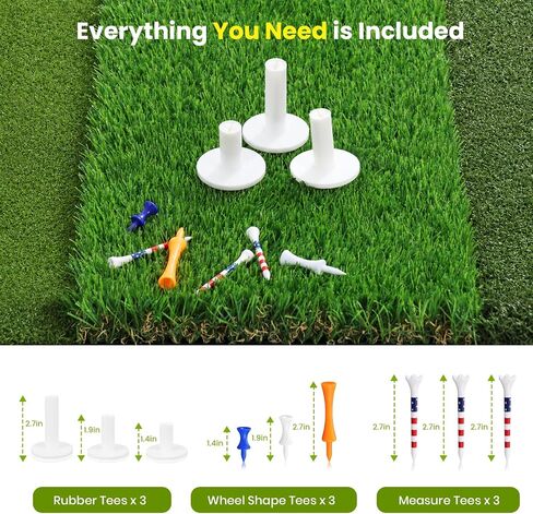 5x4ft & 6x4ft Extra Large Golf Hitting Mat, 26mm Thick Tri-Turf Golf Practice Mat for Indoor Outdoor Training, 3-in-1 Professional Golf Turf for Driving, Chipping & Swinging, Gifts for Him Men Women in Kuwait