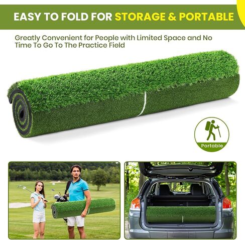 5x4ft & 6x4ft Extra Large Golf Hitting Mat, 26mm Thick Tri-Turf Golf Practice Mat for Indoor Outdoor Training, 3-in-1 Professional Golf Turf for Driving, Chipping & Swinging, Gifts for Him Men Women in Kuwait