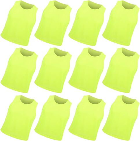 JTLB 12PCS Children Football Training Vest, Breathable Nylon Mesh, Fluorescent Green, with Quick Dry Fabric for Sports Players, Suitable for Kids Soccer Basketball Volleyball in Kuwait