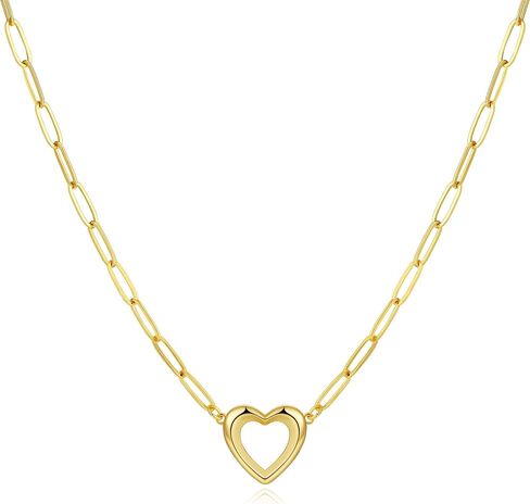 Carovo 18K الذهب الفضة مطلي بسلسلة الورق قلادة للنساء الحب حساس القلب قلادة رابط paperclip سلسلة القلادات للنساء in Kuwait