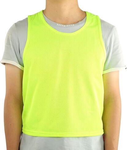 JTLB 12PCS Children Football Training Vest, Breathable Nylon Mesh, Fluorescent Green, with Quick Dry Fabric for Sports Players, Suitable for Kids Soccer Basketball Volleyball in Kuwait
