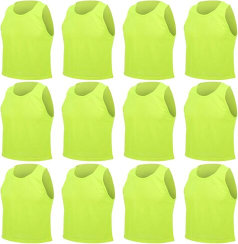 JTLB 12PCS Children Football Training Vest, Breathable Nylon Mesh, Fluorescent Green, with Quick Dry Fabric for Sports Players, Suitable for Kids Soccer Basketball Volleyball in Kuwait