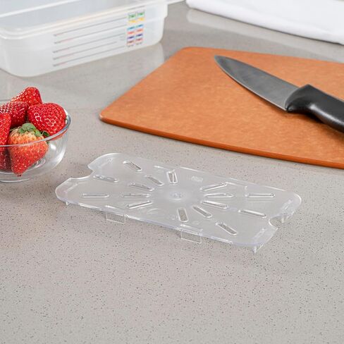 Restaurantware Plastic Drain Tray 1 Pack 8 x 4 Inches Polycarbonate Drain Tray, Clear Food Pan Insert Crack-Resistant Dishwasher-Friendly for Vegetable Draining, Thawing Meats in Kuwait