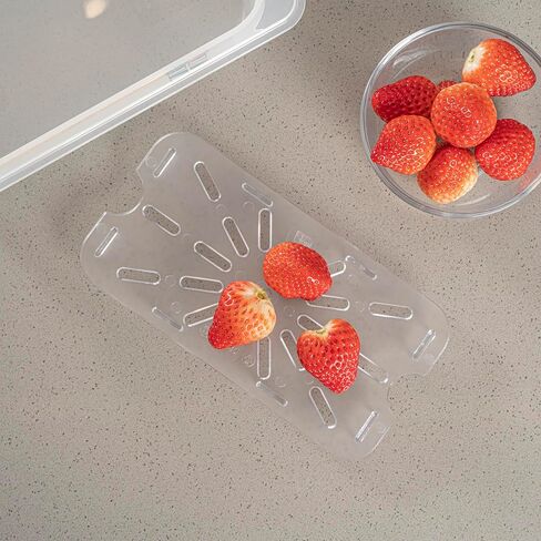 Restaurantware Plastic Drain Tray 1 Pack 8 x 4 Inches Polycarbonate Drain Tray, Clear Food Pan Insert Crack-Resistant Dishwasher-Friendly for Vegetable Draining, Thawing Meats in Kuwait