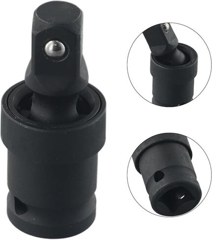 FABULETTA 1/2 Inch Joint Socket Adapter 360 Degree Swivel for Electric Wrench, Heat-Treated Chrome Steel with Black Phosphate Coating, Spring-Loaded Ball Lock for Auto Repair and Tight Spaces in Kuwait