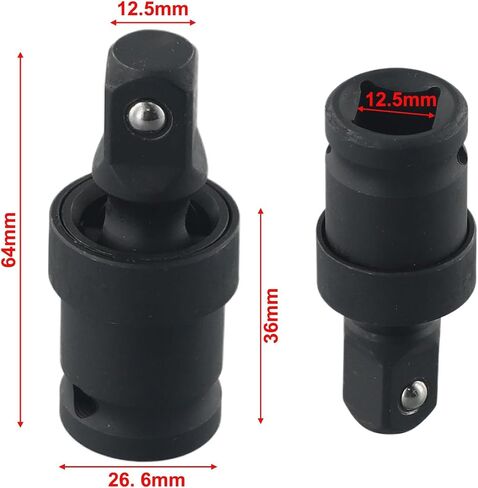 FABULETTA 1/2 Inch Joint Socket Adapter 360 Degree Swivel for Electric Wrench, Heat-Treated Chrome Steel with Black Phosphate Coating, Spring-Loaded Ball Lock for Auto Repair and Tight Spaces in Kuwait