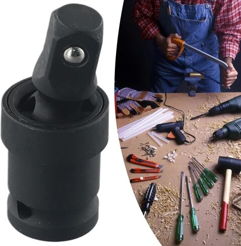 FABULETTA 1/2 Inch Joint Socket Adapter 360 Degree Swivel for Electric Wrench, Heat-Treated Chrome Steel with Black Phosphate Coating, Spring-Loaded Ball Lock for Auto Repair and Tight Spaces in Kuwait