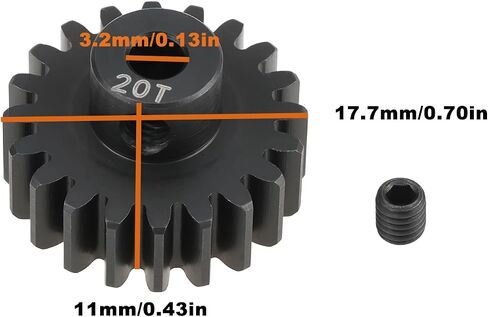 ترس ترس فولاذي 32P 20T 3950X متوافق مع Tra-xxas 1/16 Mini Maxx 17.7x11x3.2mm in Kuwait
