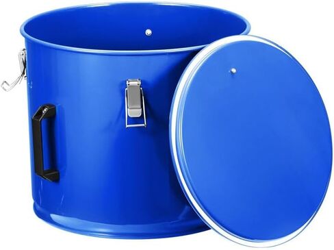 Livvera 10 Gallon Fryer Grease Bucket with Locking Lid and Filter Bag (1-Pack), Blue Carbon Steel Oil Disposal Caddy in Kuwait
