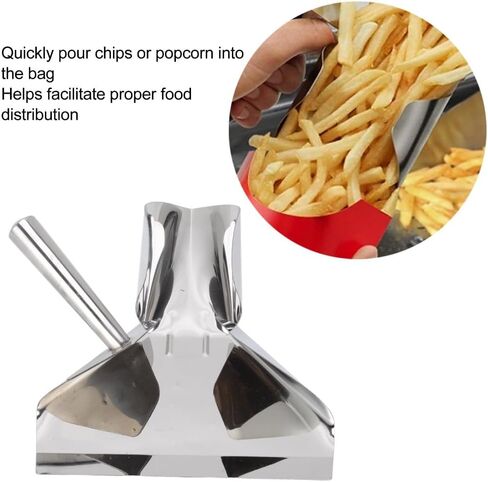 Stainless Steel French Fry Scoop – Food Shovel for Cinemas Buffet, Popcorn Bagger with Ergonomic Handle, Commercial Scooper 7.17 x 9.13in in Kuwait