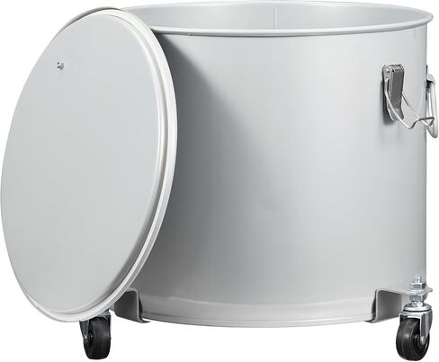 10 Gallon Fryer Grease Bucket with Lid – Coated Carbon Steel Oil Disposal Caddy, Lock Clips, Caster Base & Nylon Filter Bag – Commercial Oil Storage in Kuwait