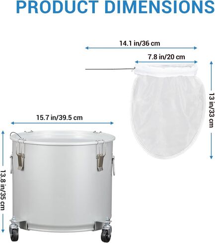 10 Gallon Fryer Grease Bucket with Lid – Coated Carbon Steel Oil Disposal Caddy, Lock Clips, Caster Base & Nylon Filter Bag – Commercial Oil Storage in Kuwait