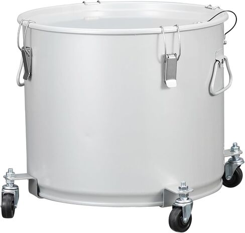 10 Gallon Fryer Grease Bucket with Lid – Coated Carbon Steel Oil Disposal Caddy, Lock Clips, Caster Base & Nylon Filter Bag – Commercial Oil Storage in Kuwait
