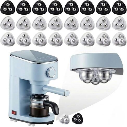 24 Pcs Appliance Sliders, 360° Swivel Mini Casters, Self Adhesive Wheels for Kitchen Appliances, 8 Black 8 White 8 Clear, ABS + 304 Stainless Steel in Kuwait