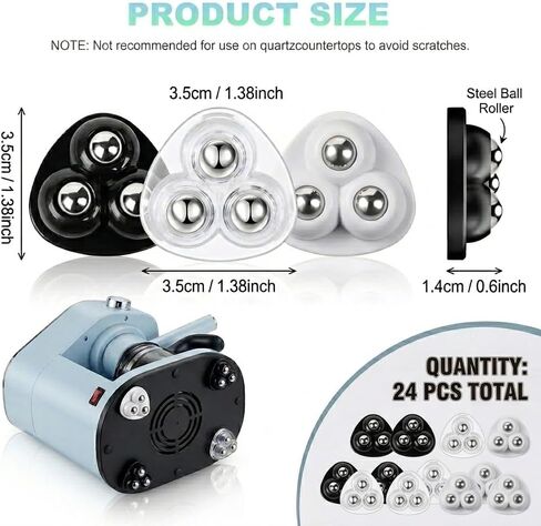 24 Pcs Appliance Sliders, 360° Swivel Mini Casters, Self Adhesive Wheels for Kitchen Appliances, 8 Black 8 White 8 Clear, ABS + 304 Stainless Steel in Kuwait