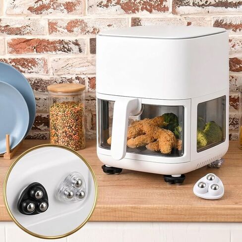 24 Pcs Appliance Sliders, 360° Swivel Mini Casters, Self Adhesive Wheels for Kitchen Appliances, 8 Black 8 White 8 Clear, ABS + 304 Stainless Steel in Kuwait