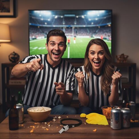 قميص الحكم زي الحكم للرجال والنساء للجنسين باللونين الأبيض والأسود مخطط برقبة على شكل حرف V، علم عقوبة موحد وصفارة من الفولاذ المقاوم للصدأ مع حبل لكرة القدم ورياضة كرة القدم وأزياء الهالوين التنكرية in Kuwait