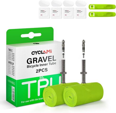 2 Pack Gravel TPU Bike Inner Tube 700 x 32-47C ＆ 29'' MTB Bicycle Tire Removable Nozzle Core Metal Presta Valve 1.77''/45mm in Kuwait
