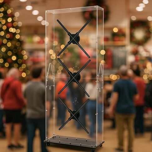 Missyou 3D HologramFan Splicing Cover Acrylic Protective Case With Wheels For 46cm 52cm 56cm Fans Transparent Display Cabinet For Trade Show Exhibition Retail Store Party And Holiday Events in Kuwait