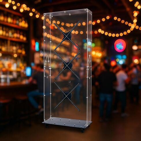 Missyou 3D HologramFan Splicing Cover Acrylic Protective Case With Wheels For 46cm 52cm 56cm Fans Transparent Display Cabinet For Trade Show Exhibition Retail Store Party And Holiday Events in Kuwait