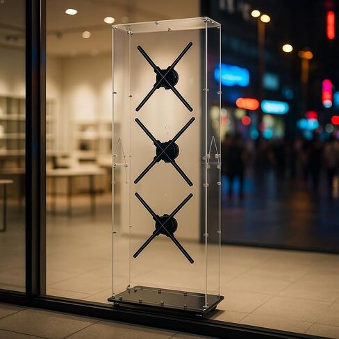 Missyou 3D HologramFan Splicing Cover Acrylic Protective Case With Wheels For 46cm 52cm 56cm Fans Transparent Display Cabinet For Trade Show Exhibition Retail Store Party And Holiday Events in Kuwait