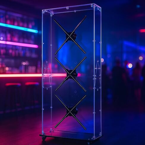 Missyou 3D HologramFan Splicing Cover Acrylic Protective Case With Wheels For 46cm 52cm 56cm Fans Transparent Display Cabinet For Trade Show Exhibition Retail Store Party And Holiday Events in Kuwait