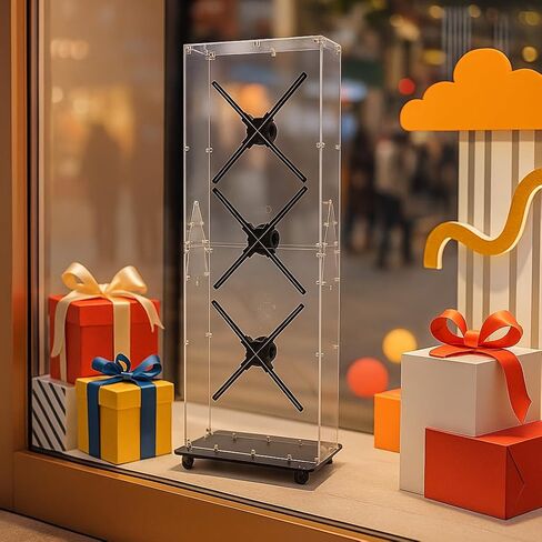 Missyou 3D HologramFan Splicing Cover Acrylic Protective Case With Wheels For 46cm 52cm 56cm Fans Transparent Display Cabinet For Trade Show Exhibition Retail Store Party And Holiday Events in Kuwait