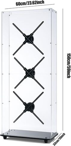 Missyou 3D HologramFan Splicing Cover Acrylic Protective Case With Wheels For 46cm 52cm 56cm Fans Transparent Display Cabinet For Trade Show Exhibition Retail Store Party And Holiday Events in Kuwait