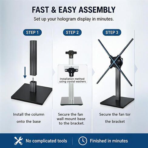 3D Hologram Fan Desktop Stand with Multi-Function Base, Stable Tabletop Mount for 27.5" Holographic Projector or Smaller Fans Display, Ideal for Retail Store, Advertising & Event Use in Kuwait