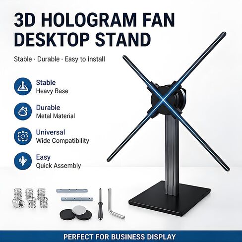 3D Hologram Fan Desktop Stand with Multi-Function Base, Stable Tabletop Mount for 27.5" Holographic Projector or Smaller Fans Display, Ideal for Retail Store, Advertising & Event Use in Kuwait