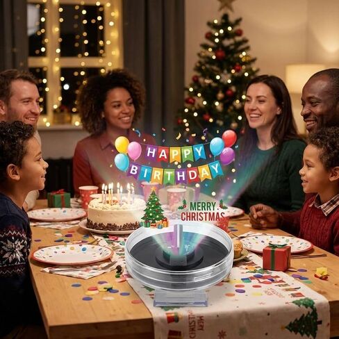 4.7Inch 3D Hologram Fan LED Projector | Protective Cover, WiFi App Control, Remote and Bluetooth Speaker Connection, Mini Holographic Display, For Gifts, Trade Shows in Kuwait