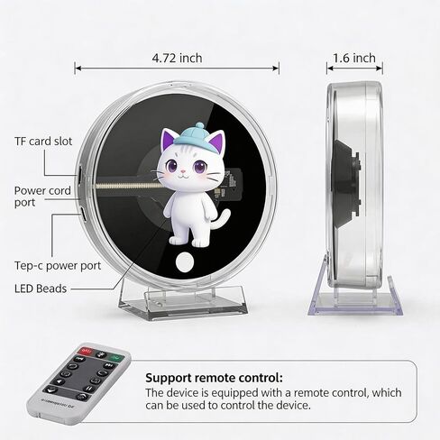 4.7Inch 3D Hologram Fan LED Projector | Protective Cover, WiFi App Control, Remote and Bluetooth Speaker Connection, Mini Holographic Display, For Gifts, Trade Shows in Kuwait