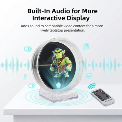 4.7Inch 3D Hologram Fan LED Projector | Protective Cover, WiFi App Control, Remote and Bluetooth Speaker Connection, Mini Holographic Display, For Gifts, Trade Shows in Kuwait