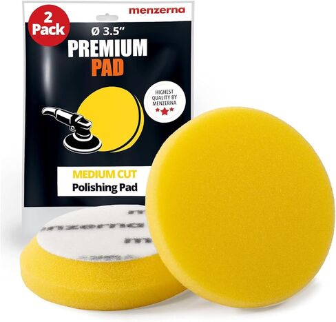 menzerna 3.5 Inch 2X Premium Polishing Pads Medium Cut for Medium Fine Polishing I Body Repair & Detailing Pads with Safety Edge & Velcro Attachment I Washable & Long Lasting in Kuwait