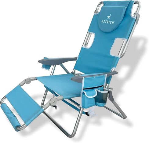 Ostrich Backpack 3N1 Chair - with Cooler Bag, Portable, Reclining Lounger for Tanning - Face Hole for Reading on Stomach, Aluminum (Red) in Saudi Arabia