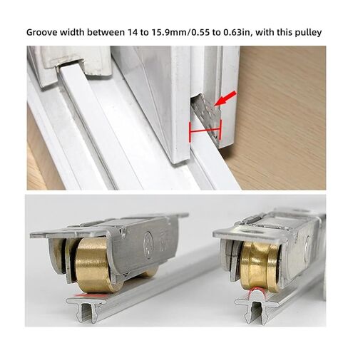 4PCS Double Rollers Sliding Door Roller Stainless Steel with Screws Concave Wheel Roller Tandem Rollers in Kuwait
