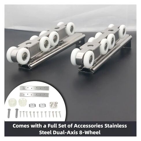 Stainless Steel Silent Bearing Track Wheel Indoor Sliding Folding Door Accessories Hotel Window Hanging Pulley(8 Wheels) in Kuwait