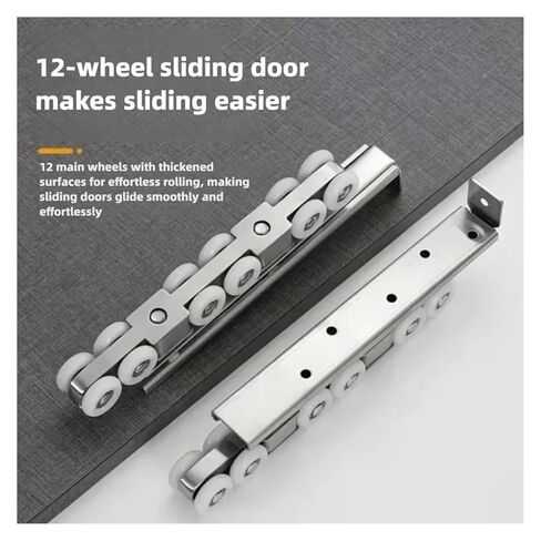 Stainless Steel Silent Bearing Track Wheel Indoor Sliding Folding Door Accessories Hotel Window Hanging Pulley(8 Wheels) in Kuwait
