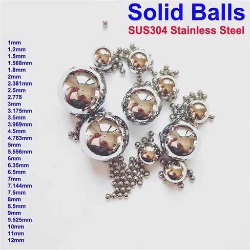 SUS304 Stainless Steel Balls 1/1.2/1.5/1.8/2/4~12mm High Precision Solid Smooth Bearing Spherical Bead Ball 1000pcs(7.144mm) in Kuwait