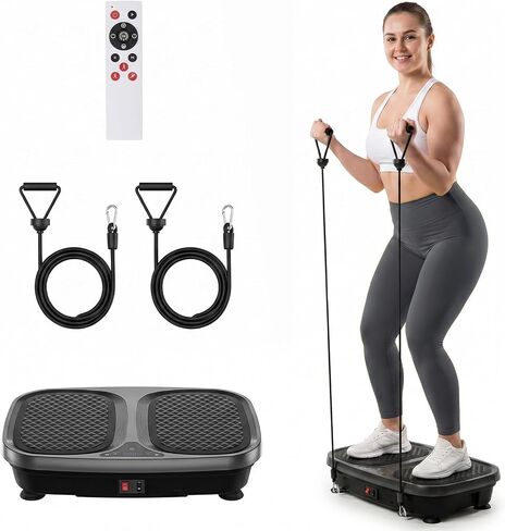 NEWBULIG Vibration Plate, Whole Body Workout, Vibrating Platform with LED Touch Screen & Pull Ropes for Weight Loss & Muscle Toning, Home Gym Fitness Equipment with Remote Control for Women Men in Kuwait