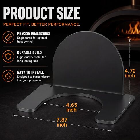 Flutesan Flame Wind Tamer, Wind Guard Compatible with Dome Pizza Oven, Heat Radiating Blocks Flame Reduces Burn Spots Detachable Washable, Heavy Carbon Steel, for Home Kitchens Pizzerias in Kuwait