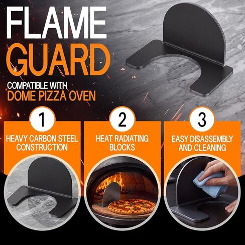 Flutesan Flame Wind Tamer, Wind Guard Compatible with Dome Pizza Oven, Heat Radiating Blocks Flame Reduces Burn Spots Detachable Washable, Heavy Carbon Steel, for Home Kitchens Pizzerias in Kuwait